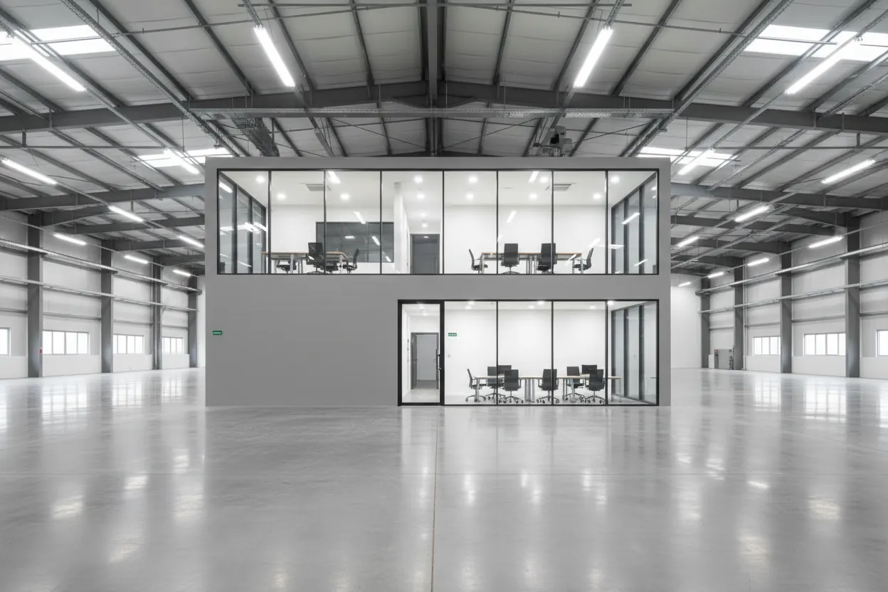 Industrial parts warehouse and export supply workspace
