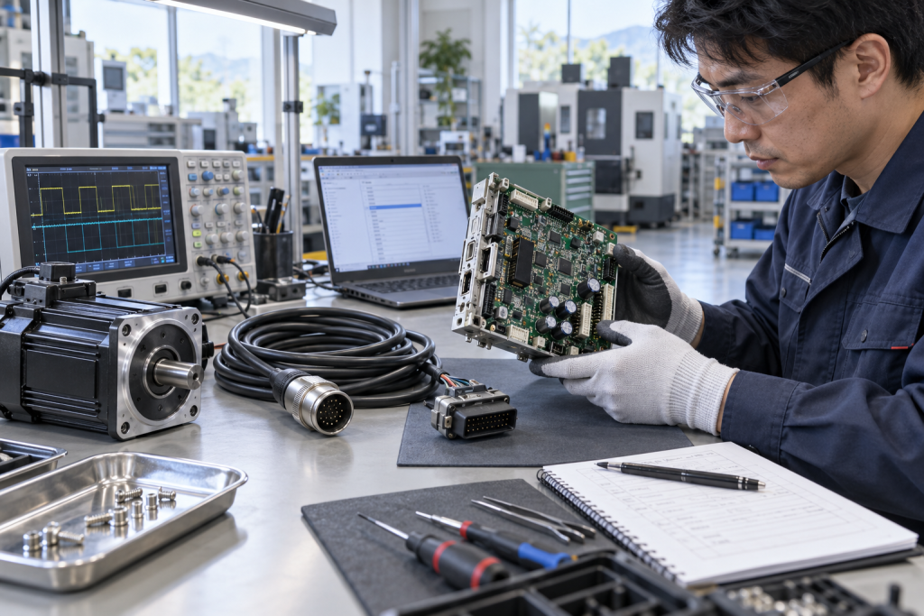 Panasonic MINAS servo control board and encoder test bench 2026